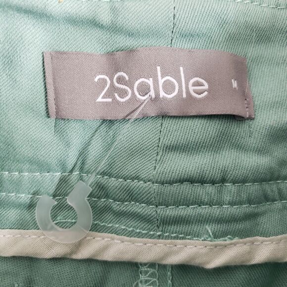 2Sable Womens Shorts Size Medium Green Denim Cuffed Mid Rise 3 Button Closure - Picture 5 of 6